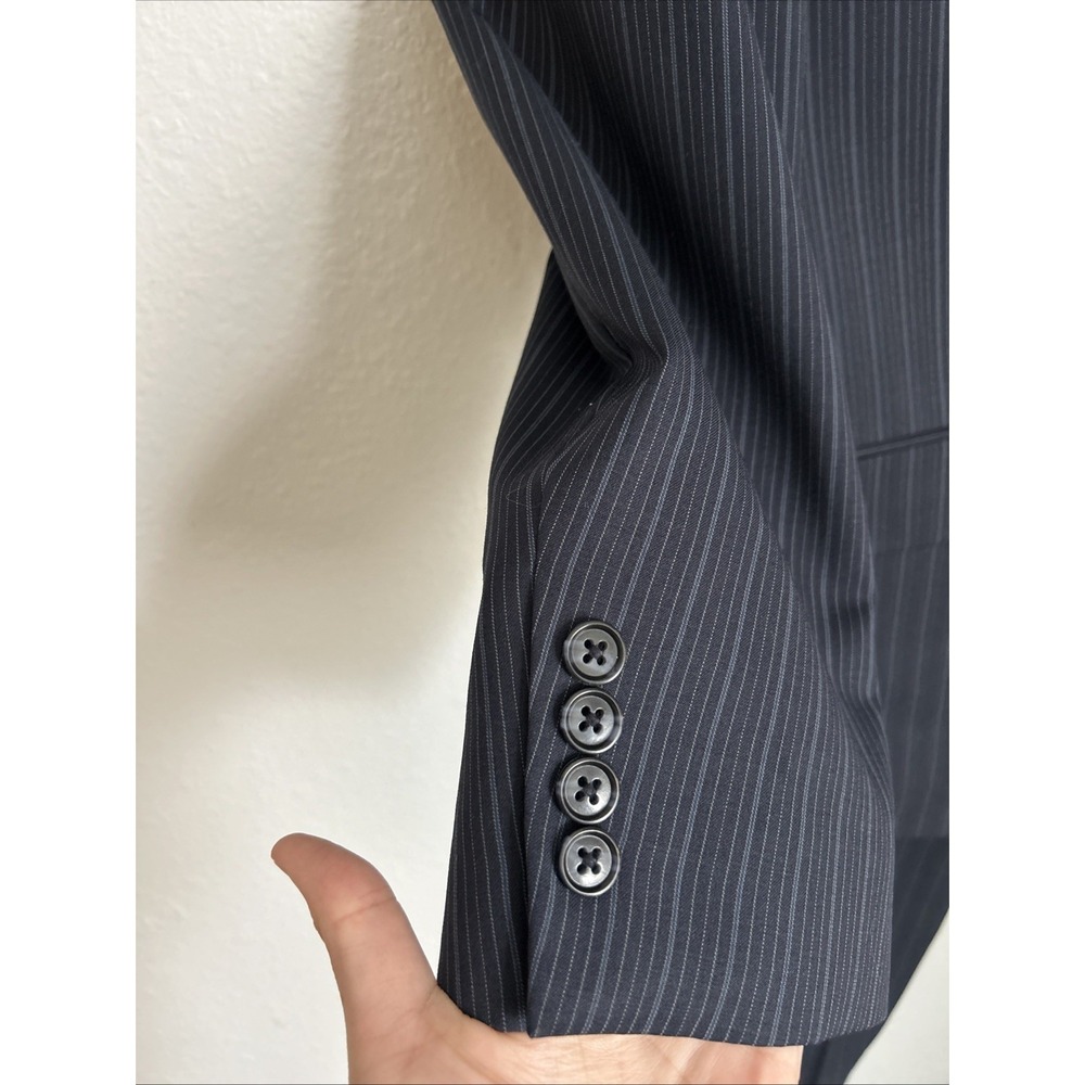 Calvin Klein Suit Mens 40R black Pinstripe 2 Button 100% Wool 34x28 Pants - Picture 2 of 14